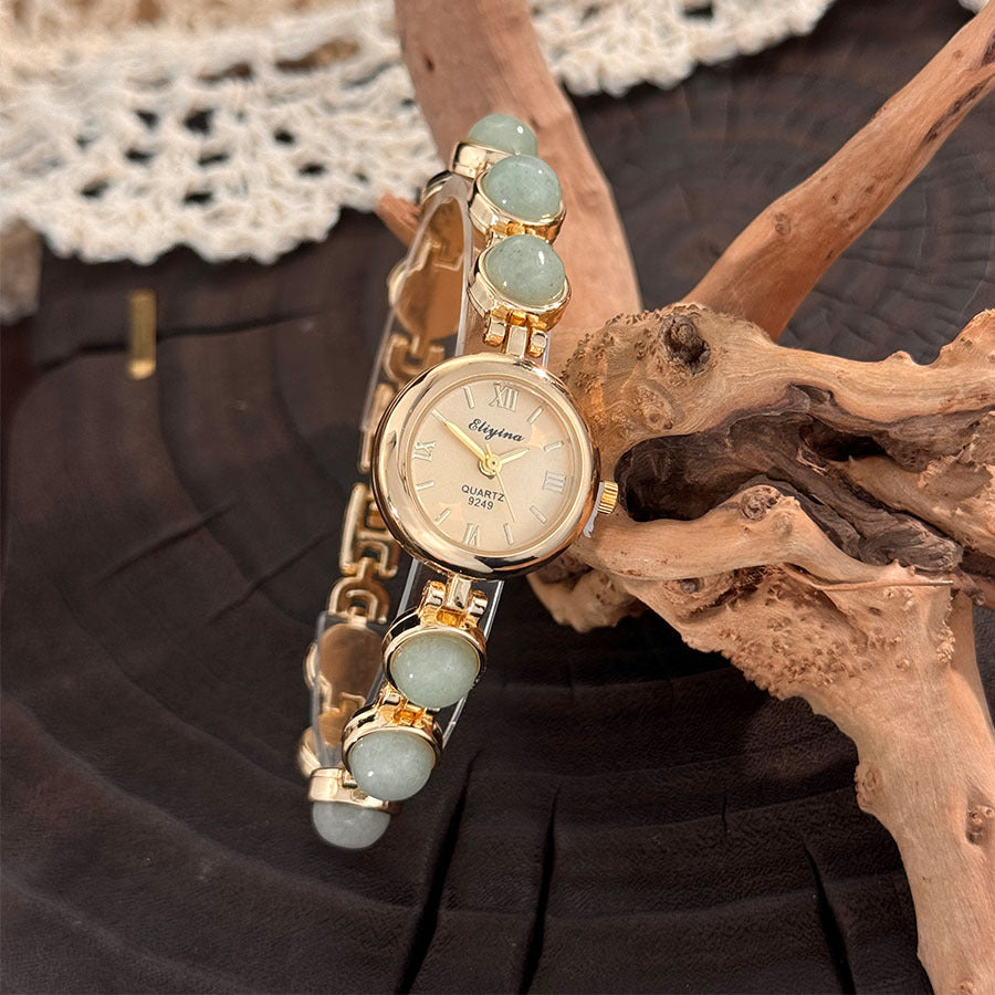 Montre Femme Vintage Quartz Bracelet Pierres Semi-Précieuses