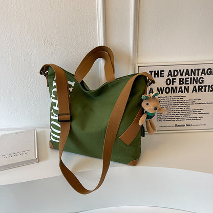 Tote Bag Canvas Style Japonais & Peluche Lapin — 4 Coloris