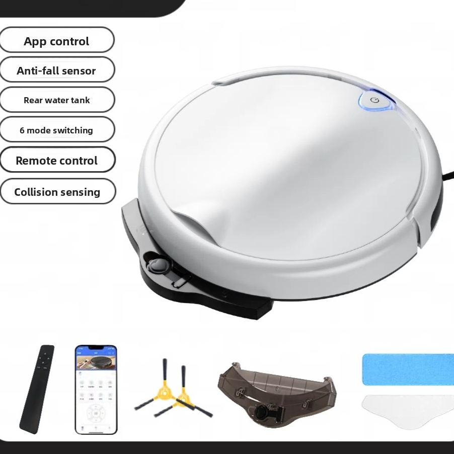 Robot Aspirateur Laveur Contrôle APP 6 Modes Réservoir 450ml