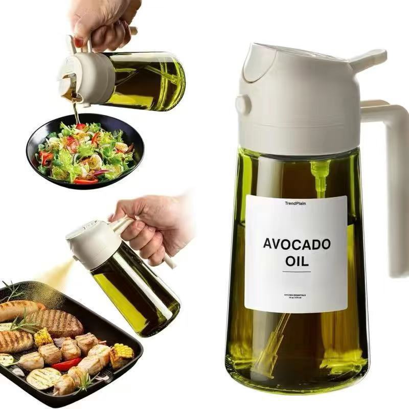 Flacon Vaporisateur d’Huile en Verre Anti-Lumière — 470ml / Pinceau Inclus