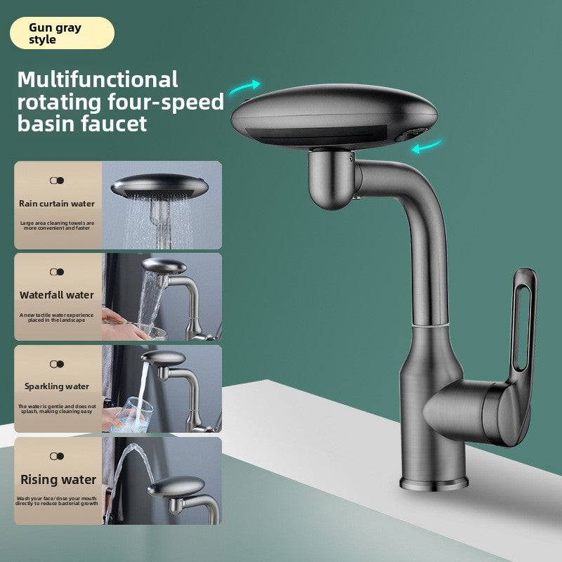 Robinet de Lavabo Effet Cascade — 4 Modes & Mélangeur Chaud/Froid