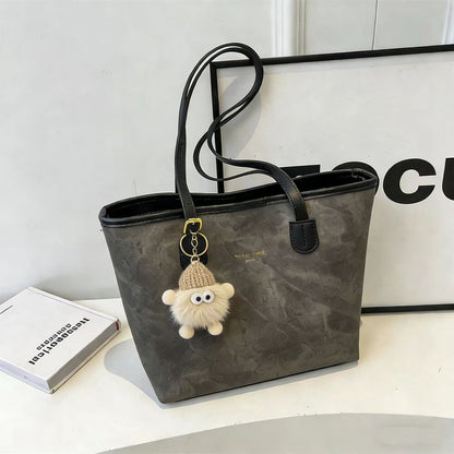 Tote Bag Marbré avec Peluche Mouton — 2 Coloris