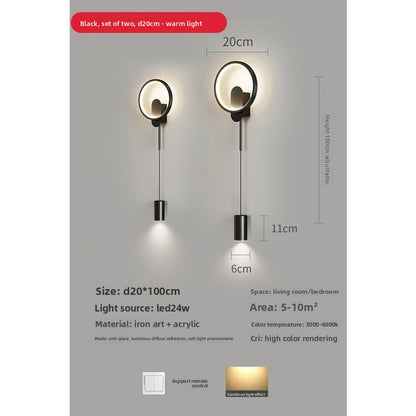 Applique Murale LED Design Nordique Tricolore avec Télécommande – Lot de 2