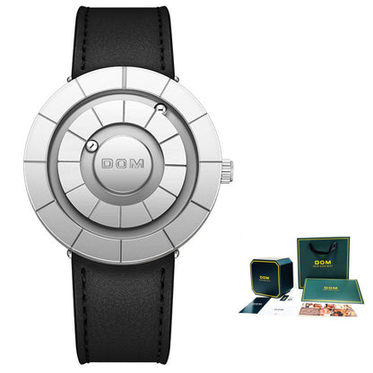 Montre DOM Billes Magnétiques — Cadran Sans Aiguilles / Quartz / Cuir Véritable