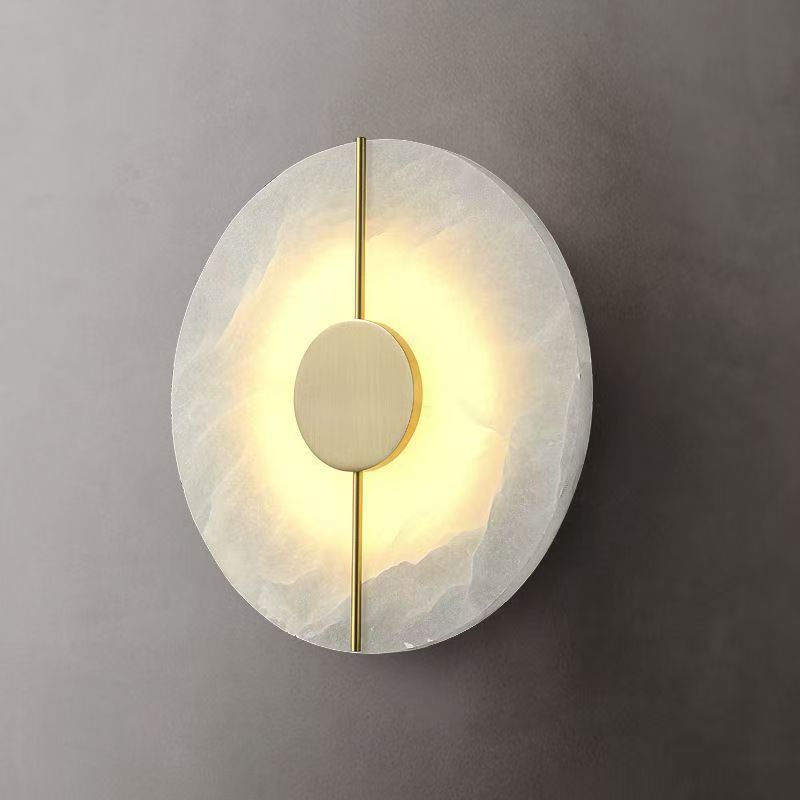 Applique Murale Imitation Marbre Lumière Chaude Protection Yeux – Résine & Fer