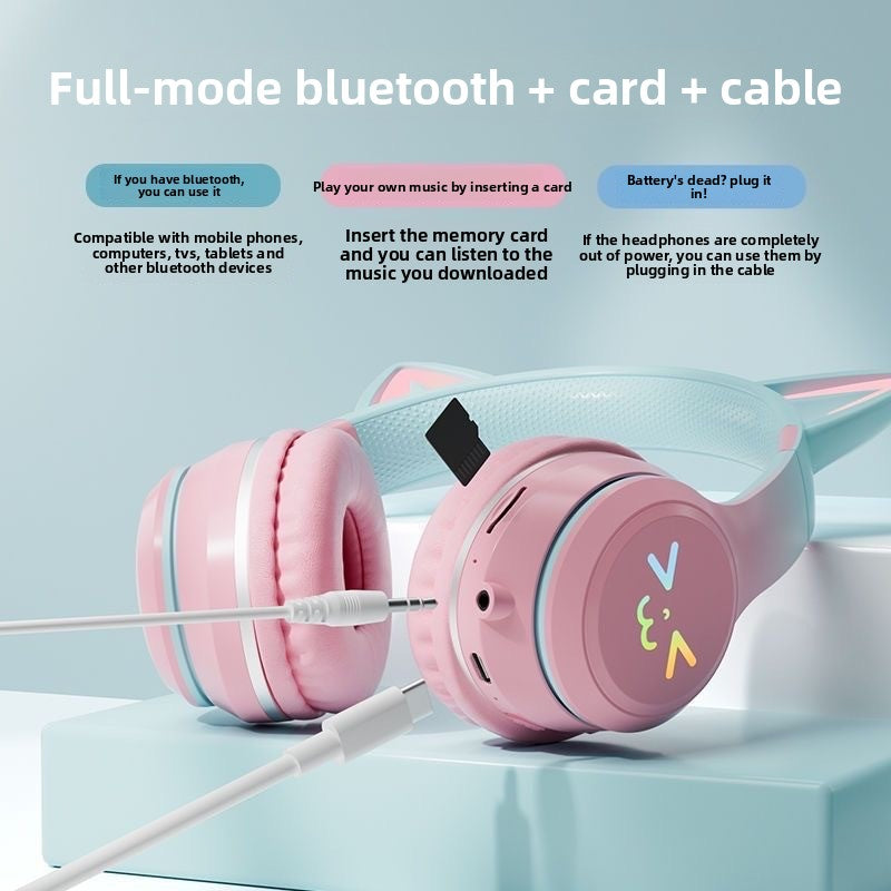Casque Gaming Bluetooth Oreilles de Chat LED