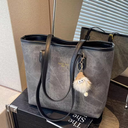 Tote Bag Marbré avec Peluche Mouton — 2 Coloris