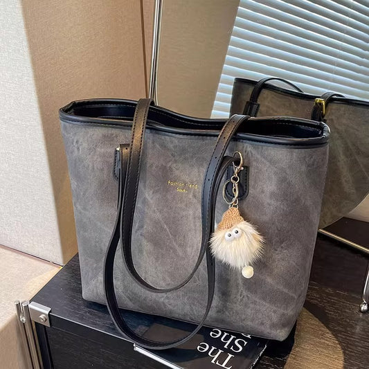 Tote Bag Marbré avec Peluche Mouton — 2 Coloris