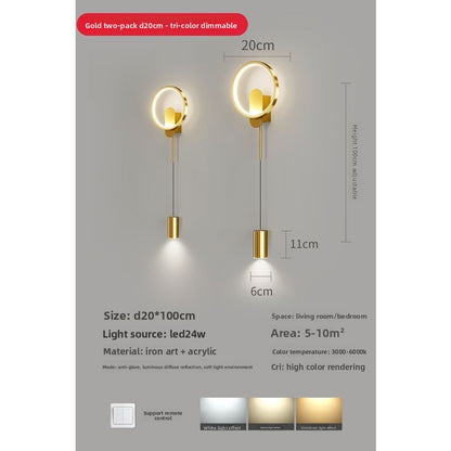 Applique Murale LED Design Nordique Tricolore avec Télécommande – Lot de 2