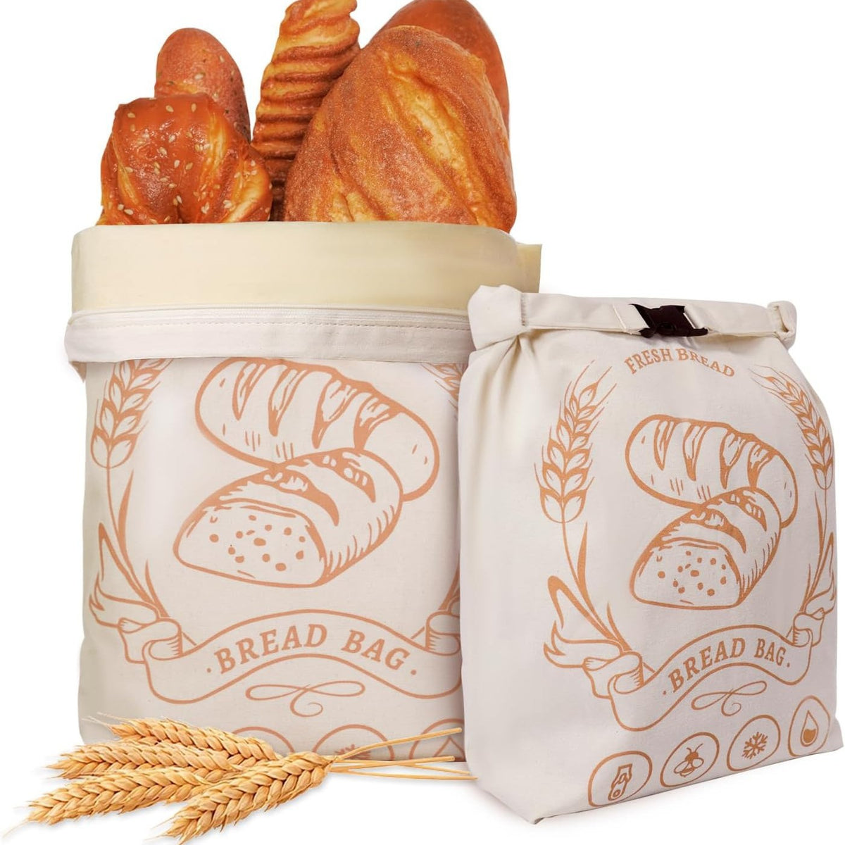 Herbruikbare broodzak met bijenwas / Set van 2