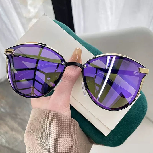 Lunettes de Soleil Tendance pour Femmes — Monture Ronde Métal UV400
