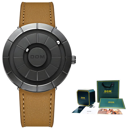 Montre DOM Billes Magnétiques — Cadran Sans Aiguilles / Quartz / Cuir Véritable
