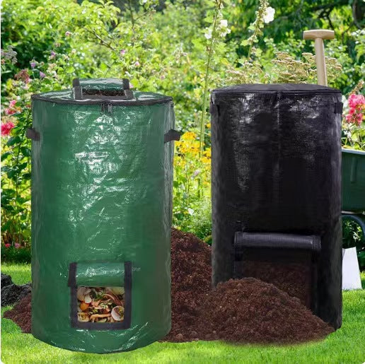 Sac à Compost Réutilisable avec Fenêtre Transparente — PE / 45×80 cm / Vert