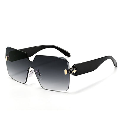 Lunettes de Soleil Sans Monture Motif Tête de Serpent UV400
