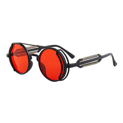 Lunettes de Soleil Rondes Cyberpunk Double Ressort UV400