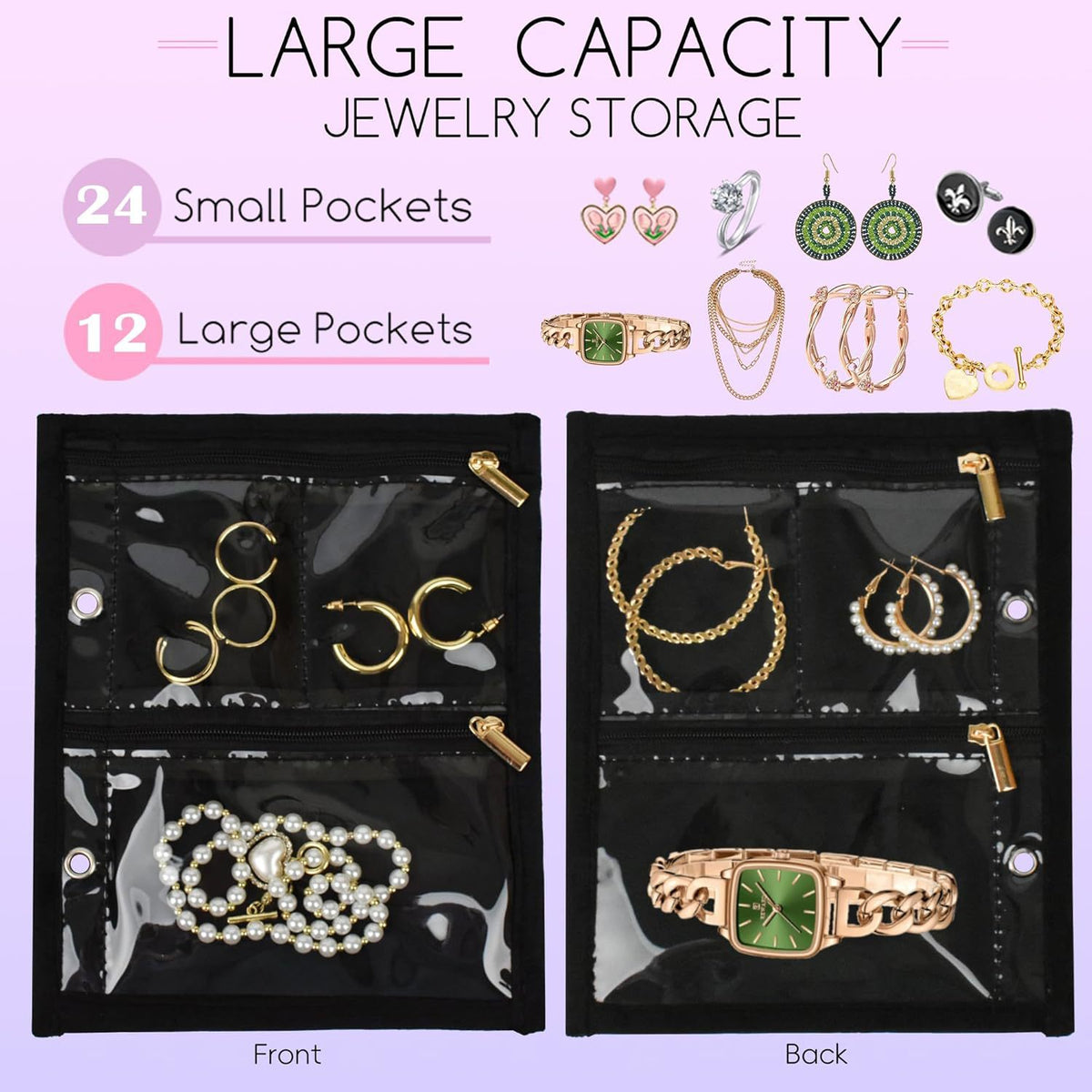 Trousse Rangement Bijoux PVC Transparent & Velours — Multi-Compartiments