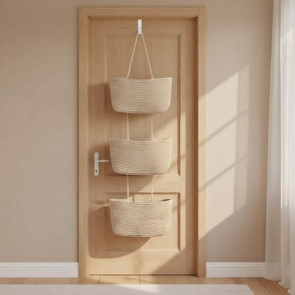 Panier Mural 3 Niveaux Corde Coton XXL — 4 Coloris