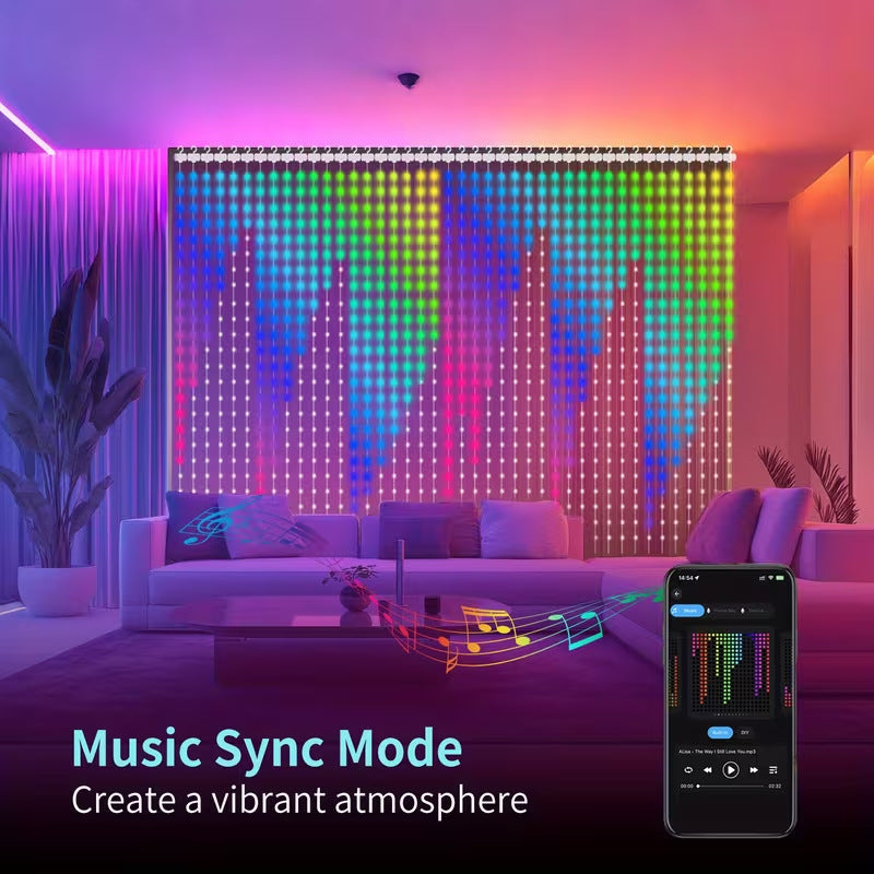 Rideau Lumineux LED RGB Bluetooth - 3 Tailles