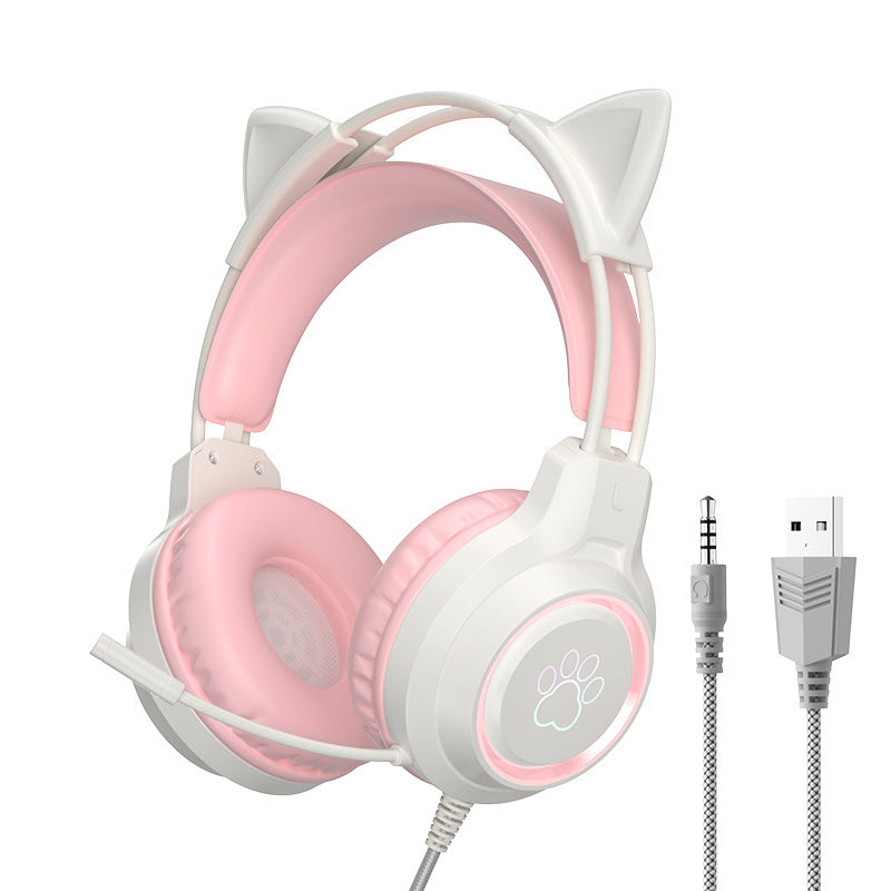 Bedrade Gamingheadset met kattenoren en LED
