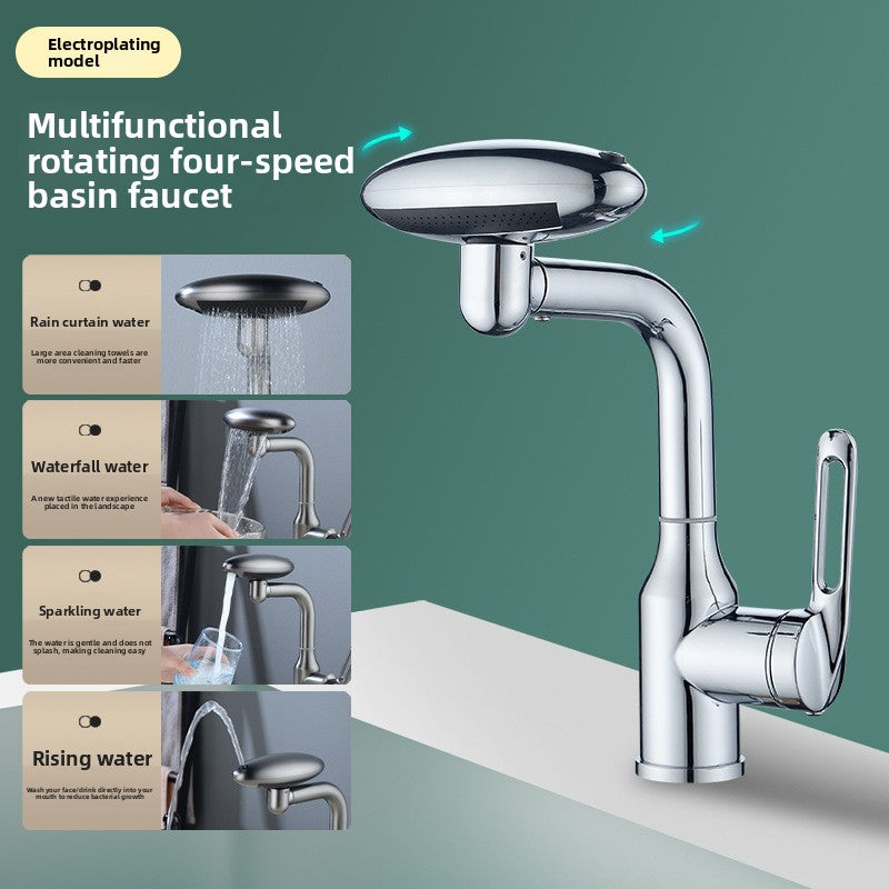 Robinet de Lavabo Effet Cascade — 4 Modes & Mélangeur Chaud/Froid