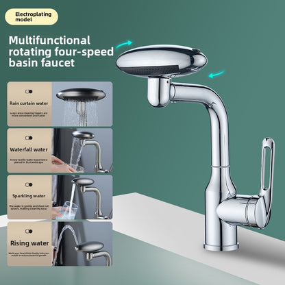 Robinet de Lavabo Effet Cascade — 4 Modes & Mélangeur Chaud/Froid
