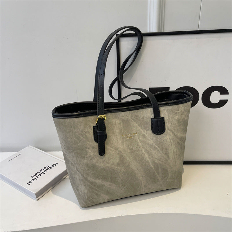 Tote Bag Marbré avec Peluche Mouton — 2 Coloris
