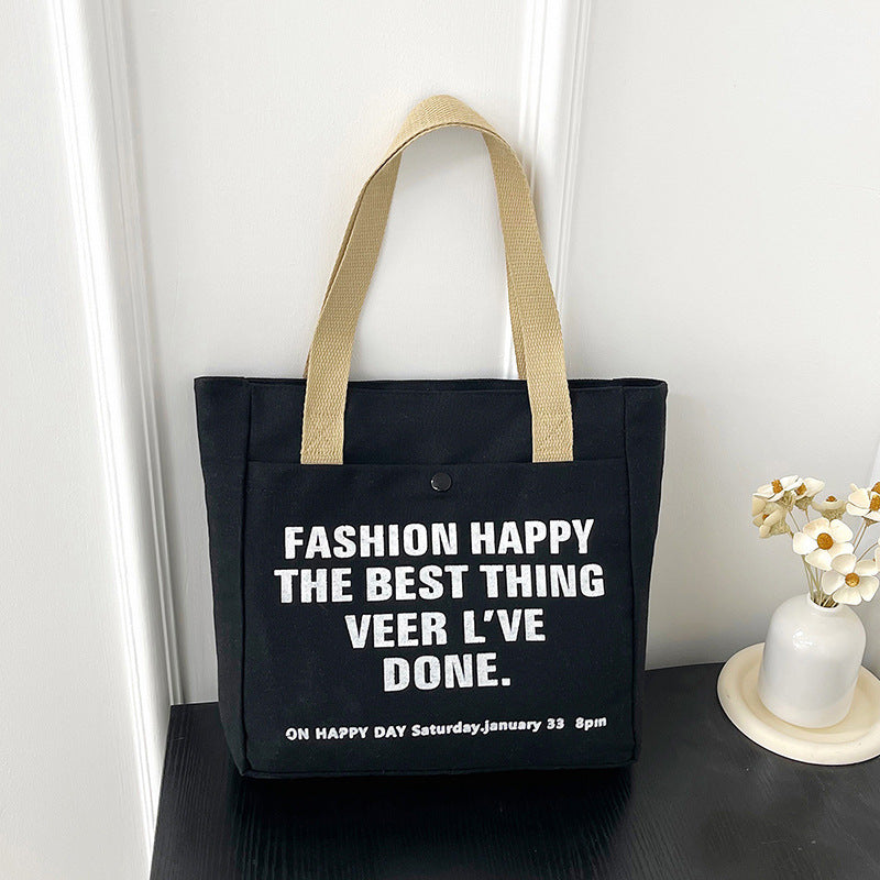 Tote Bag Canvas Imprimé Lettres — 2 Coloris
