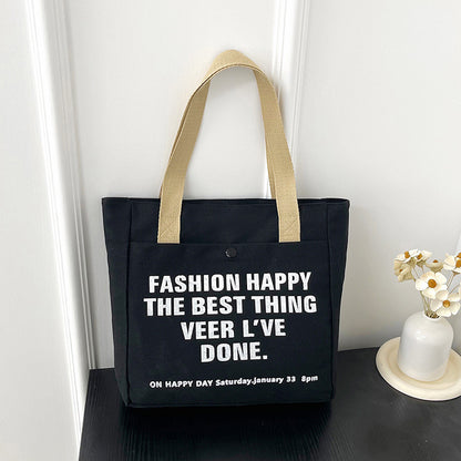 Tote Bag Canvas Imprimé Lettres — 2 Coloris