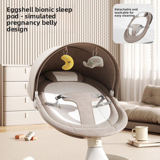 Chaise à Bascule Bébé Électrique — 5 Vitesses, Bluetooth, Télécommande, 0-3 ans