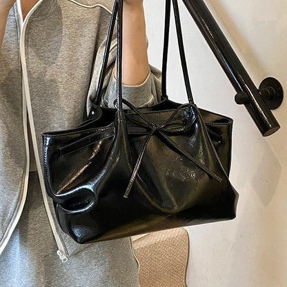 Sac Cabas en Osier avec Nœud Papillon — Style Coréen