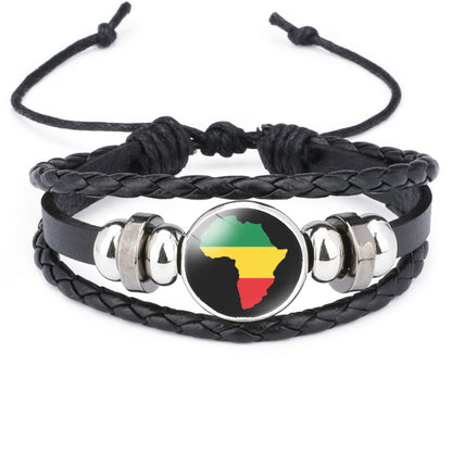 AfricaFlag – Bracelet Cuir 6 Drapeau Africain