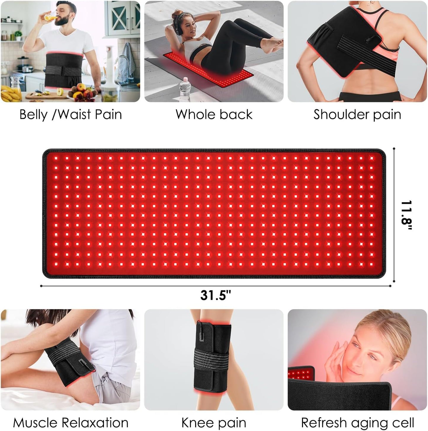 GlowTherapy Pro – Roodlichttherapie Mat 406 LED | 660nm & 850nm | Rug, Schouders & Yoga