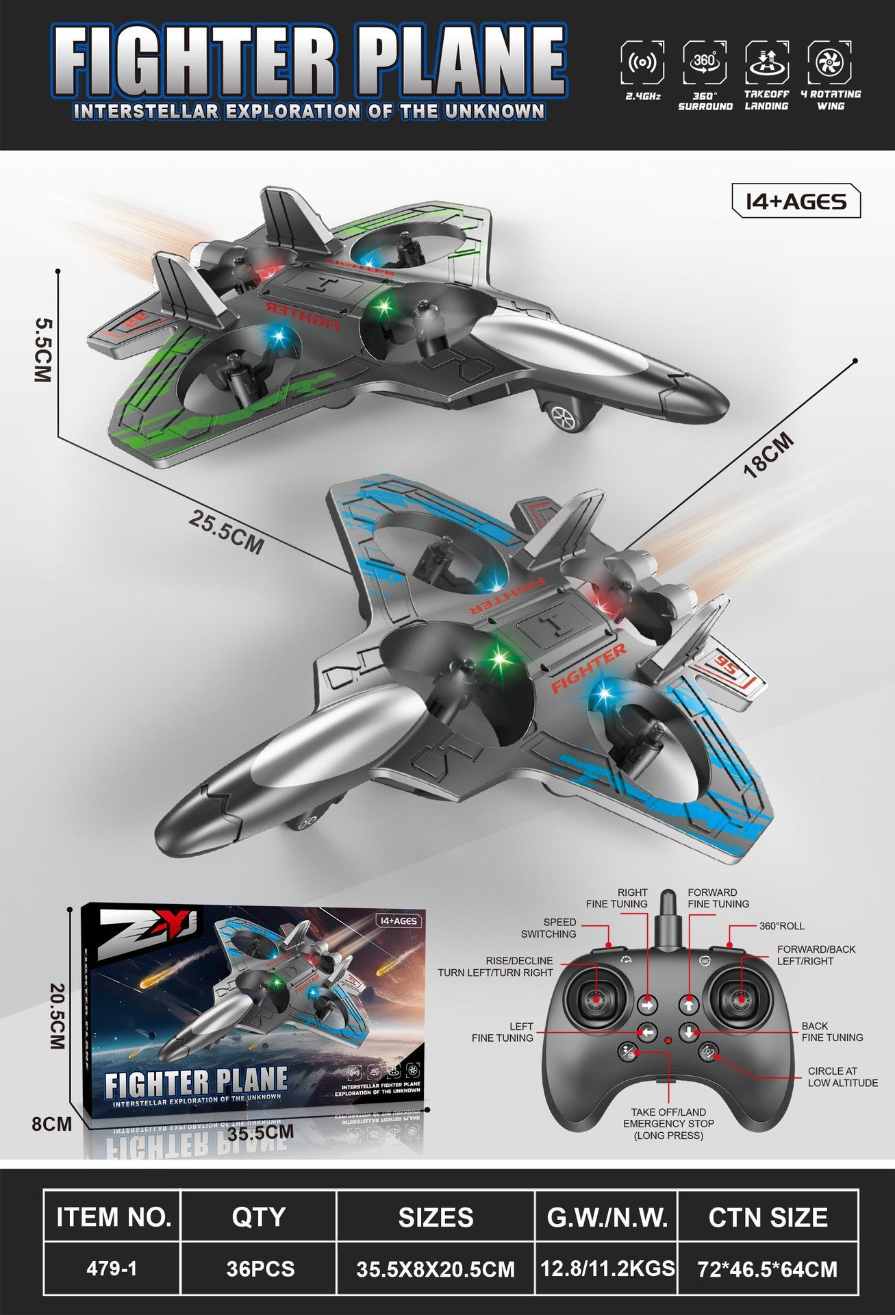 Drone met LED-schuim, acrobatiek, 6 kanalen