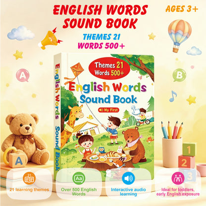 Livre Sonore Anglais Interactif pour Enfants / 21 Thèmes / 500+ Mots
