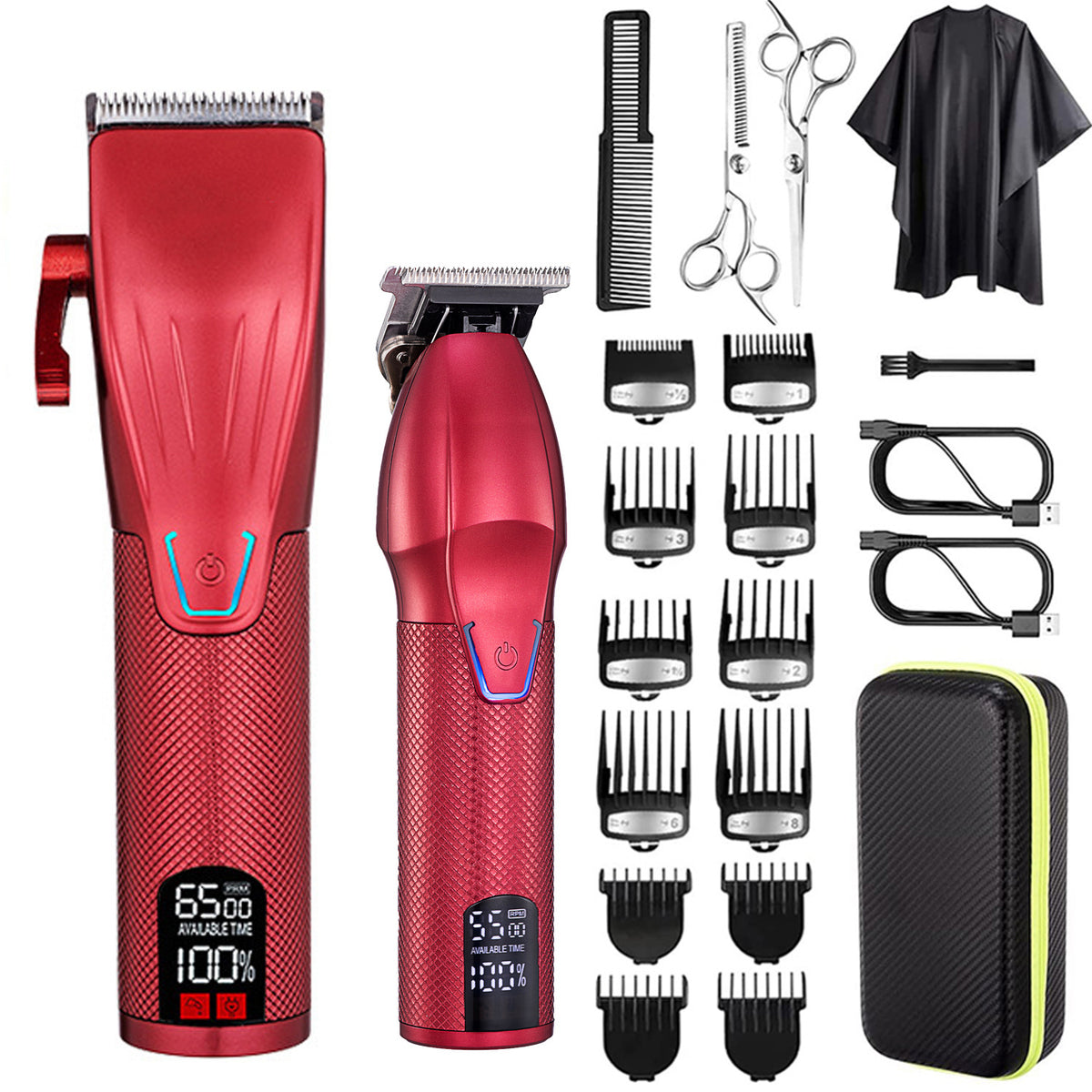 Kit Tondeuse Professionnelle LED Sans Fil — 2 Tondeuses / Lames Inox / 4 Coloris