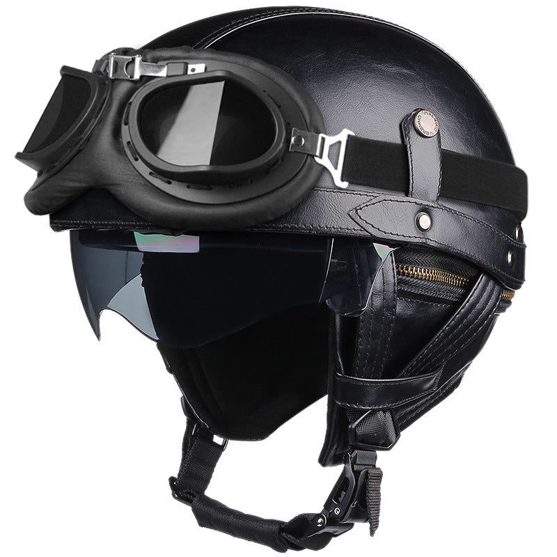 Retro Demi-Jet Motorhelm met Vizier