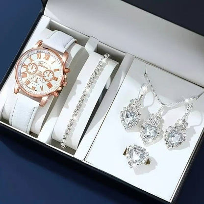 Montre Femme Quartz & Bijoux 5 Pièces