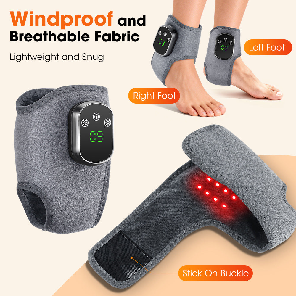 FootGlow Pro – Masseur Cheville Lumière Rouge 40 LED | Chaleur & Vibration Sans Fil