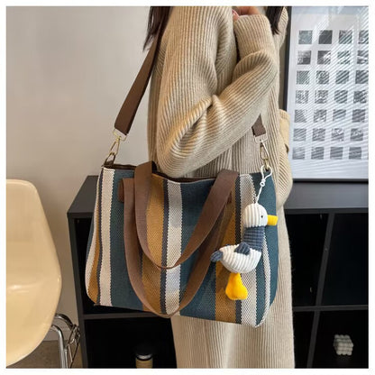 Cabas Femme Grande Capacité en Toile avec Breloque