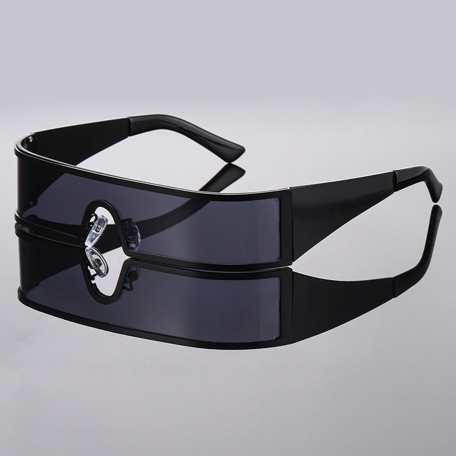 Lunettes de Soleil Punk Futuristes Monture Métal UV400 Coupe-Vent