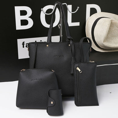 Ensemble Sac À Main Femme Texturé Litchi Style Rétro
