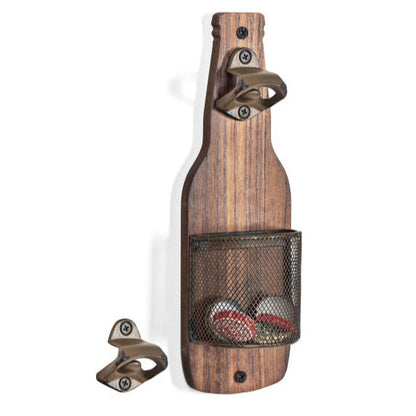 CapWood Pro – Vintage Wandopener in Hout met Dopjesopvanger | 25cm