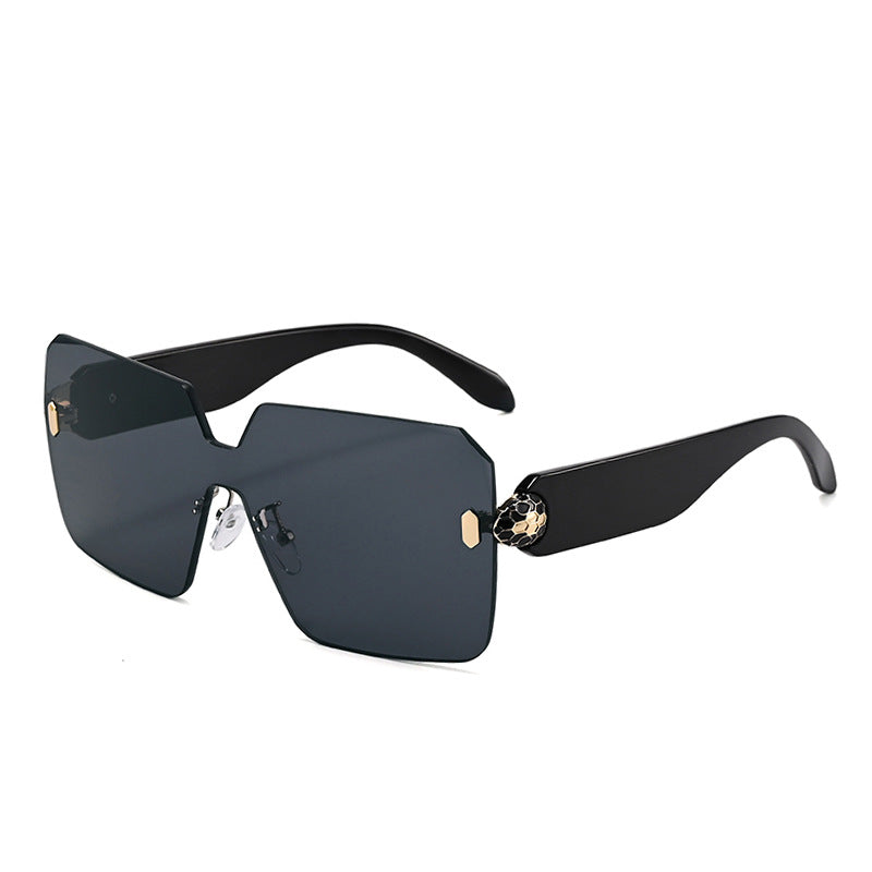 Lunettes de Soleil Sans Monture Motif Tête de Serpent UV400