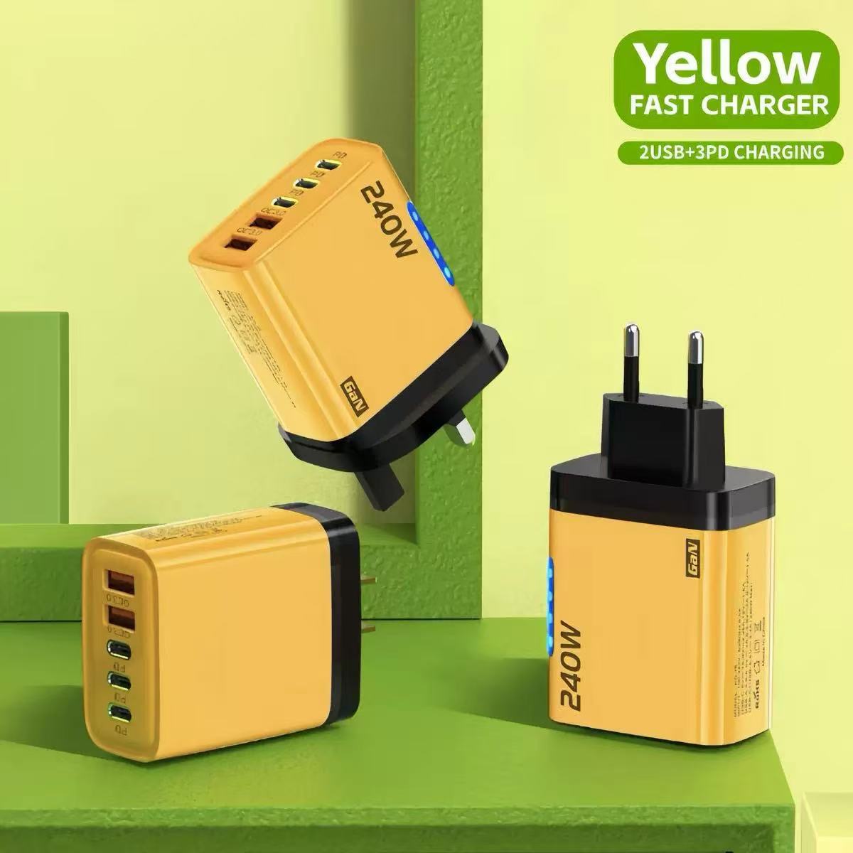 Chargeur Multiport 240W — 3 USB-C PD + 2 USB-A / Indicateur LED