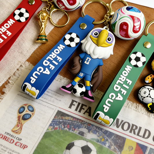 World Cup Mascot Keychain Football Trophy Pendant