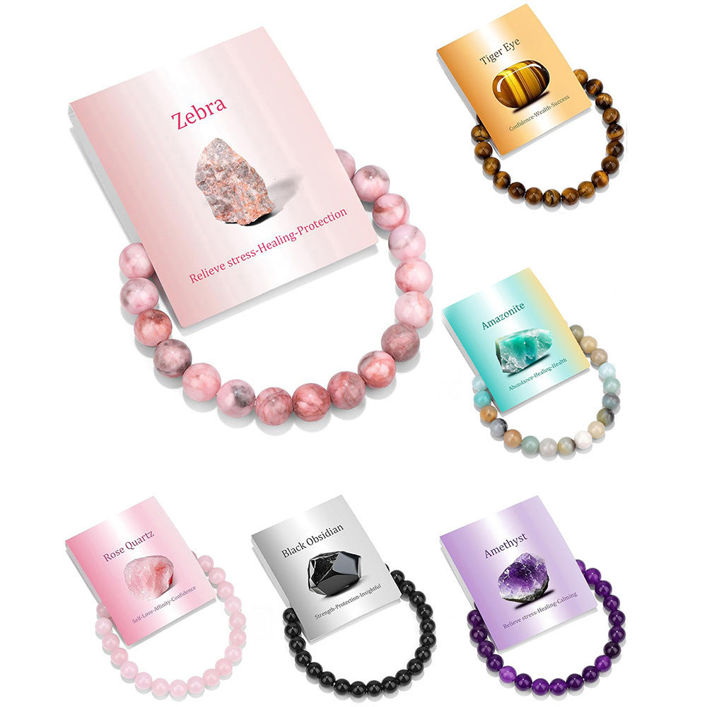 Bracelet Pierres Naturelles Élastique Fait Main Unisexe