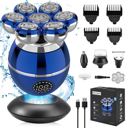 Rasoir Électrique Intelligent pour Hommes — 7 Lames Rotatives