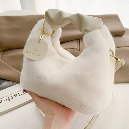 Sac Mao Mao Fourrure Plush — Bandoulière & Épaule / 4 Coloris
