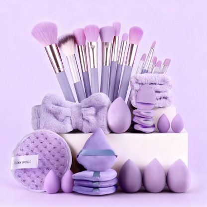 Set Pinceaux Maquillage Professionnel 56 Pièces + Éponge & Houppette — 4 Coloris