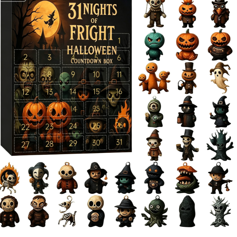 Calendrier de l’Avent Halloween — 31 Nuits / Figurines 3D PVC / Blind Box Surprise